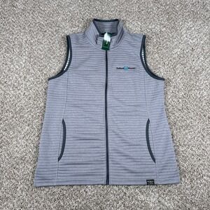 LL Bean Airlight Vest Womens M Gray Full Zip Quilted Knit Embroidered